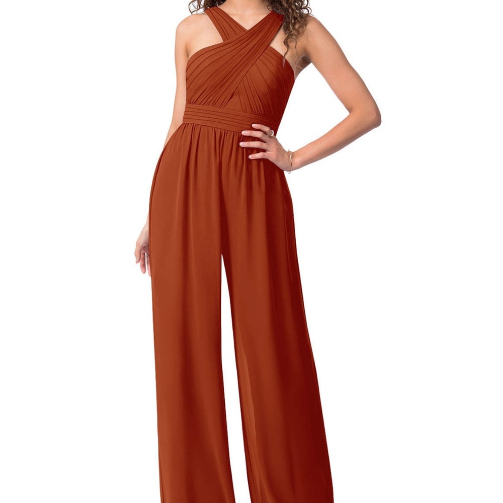 AZAZIE Berdie Pleated Chiffon Jumpsuit Paprika
